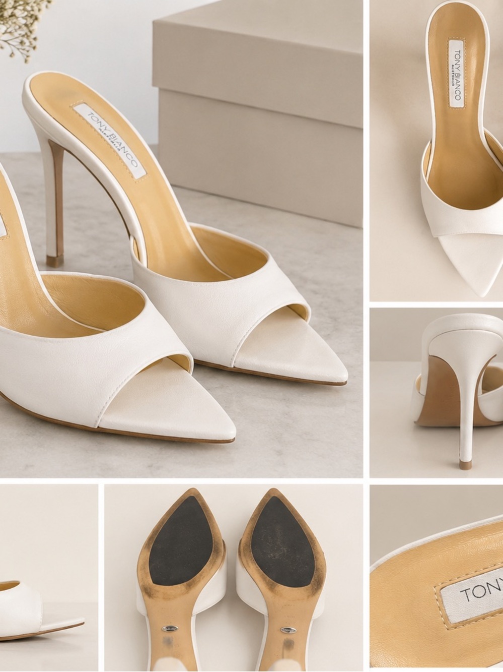 Tony Bianco Ivory Pointed-Toe Stiletto Mule